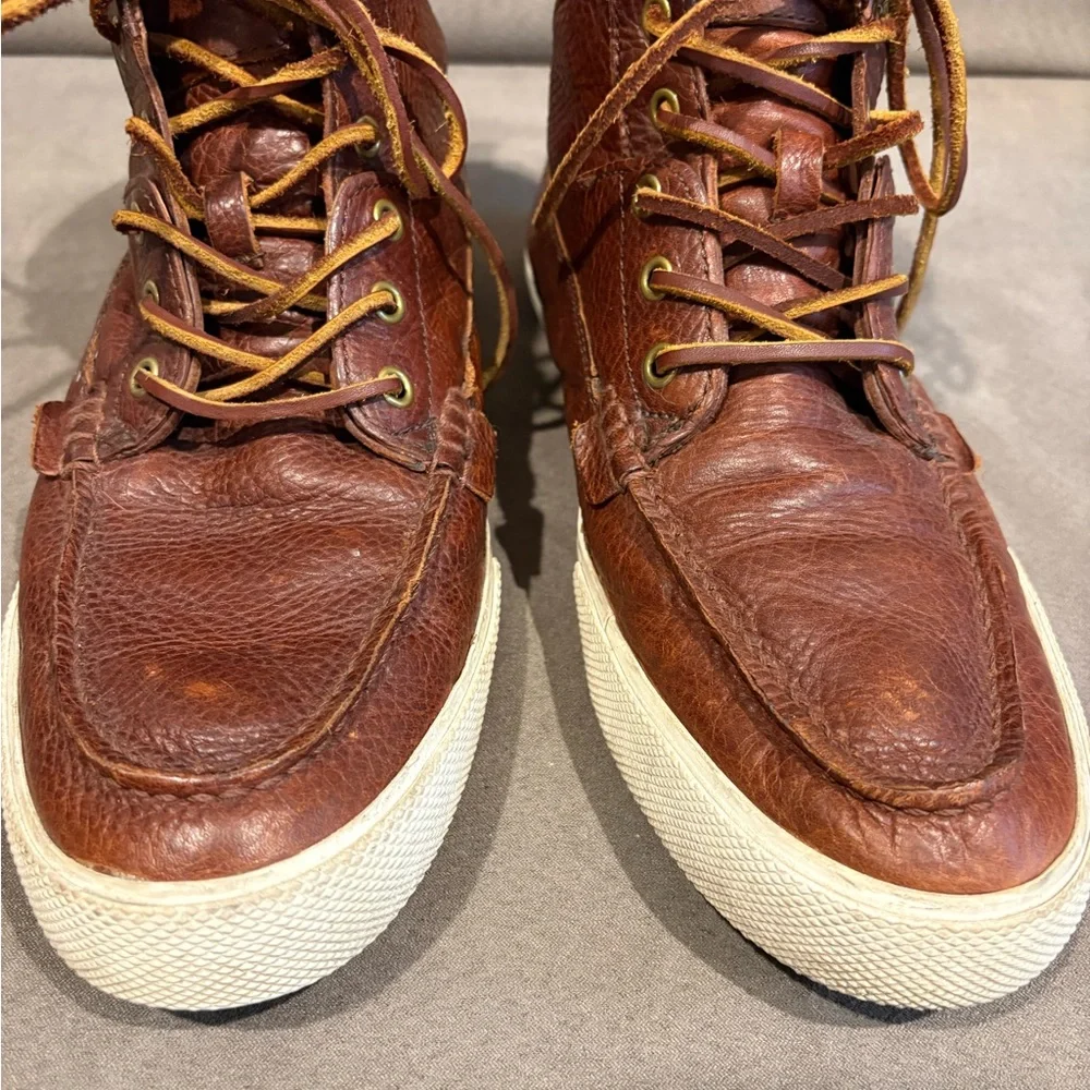 Polo Ralph Lauren Tavis Sneaker High Top Lace Up Brown Leather Casual Men’s 10.5